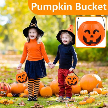 Halloween Pumpkin Treat Pail Portable Jack-O-Lantern Buckets Trick Or Treat Decoration For Kids Halloween Party Favors Room Deco