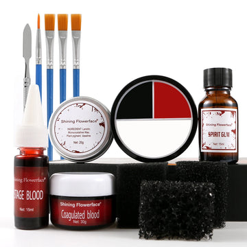 Halloween SFX Makeup Kit Scar Wax Special Effect Makeup,Face Body Paint, Spirit Gum,Sponges,Spatula,Fake Blood