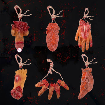Halloween Party Ornament Horror Props Bloody Hand Fake Scary Finger Eyes Foot Brain Cock Dick Heart Organ Decor