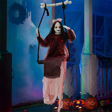 Halloween Swing Ghost Decoration Dynamic Suspension Design With Spooky Sound Effects Create A Thrillers Atmosphere Ghost Decor