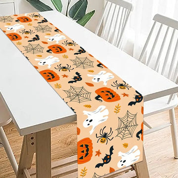 Halloween Table Runner Halloween Party Decoration Kids Favors Spooky Pumpkin Ghost Table Runner Trick or Treat Party Supplies