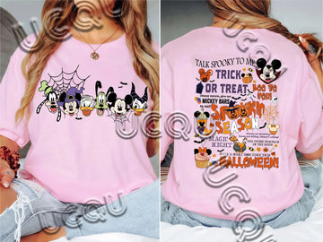 Trick Or Treat Mickey And Friends Halloween T-Shirt Trip Women's Short Sleeve Pumpkin Season Tees Tops