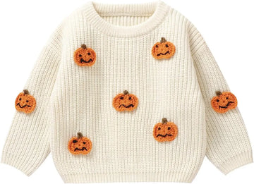 Toddler Baby Boy Girl Halloween Costumes Sweater Pumpkin Warm Pullover Sweatshirt Knitwear Knitted Fall Winter Clothes