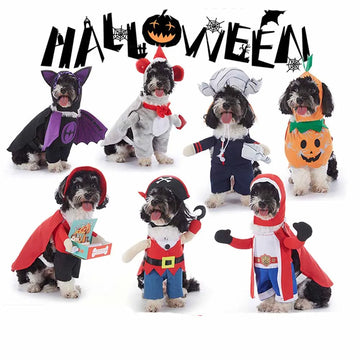 Halloween Pet Costume With Hat Dogs And Cat Cute & Funny Dress-Up Outfit For Party Cosplay Holiday Photos Puppy Kitten Clothing