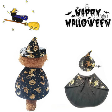 Halloween Pet Costume Pumpkin Cloak Hat Spooky Funny Animal Outfit for Cats Dogs Festival Party Cosplay Cute Clothing