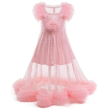 Girls' Halloween Costume Witch Costume Girl Pink Lovely Flower Tulle Princess Dress Birthday Party Carnival Cosplay Dress Up