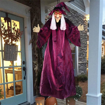 Halloween Decoration Voice Control Witch Large Hanging Luminous Soundmaking Bar House Horror Decor Scary Haunted House Props
