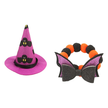 Halloween Pet Costume Witch Hat Bat Wings Dog Cat Dress Up Party Outfit Cute Animal Cosplay Fun Festival Accessories