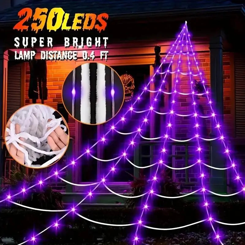Purple Halloween Star Waterfall Hanging Light – Spooky Party & Gothic Decor
