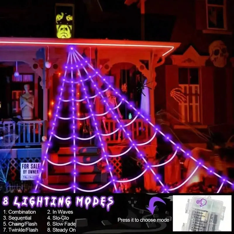 Purple Halloween Star Waterfall Hanging Light – Spooky Party & Gothic Decor