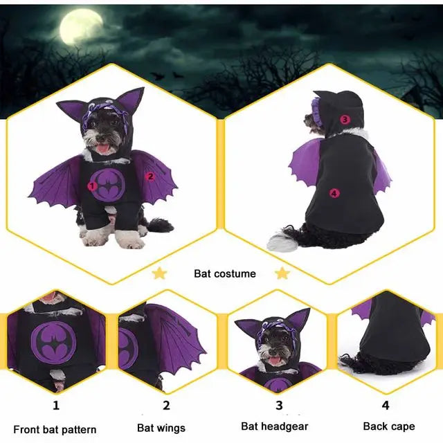 Halloween Pet Costume With Hat Dogs And Cat Cute & Funny Dress-Up Outfit For Party Cosplay Holiday Photos Puppy Kitten Clothing