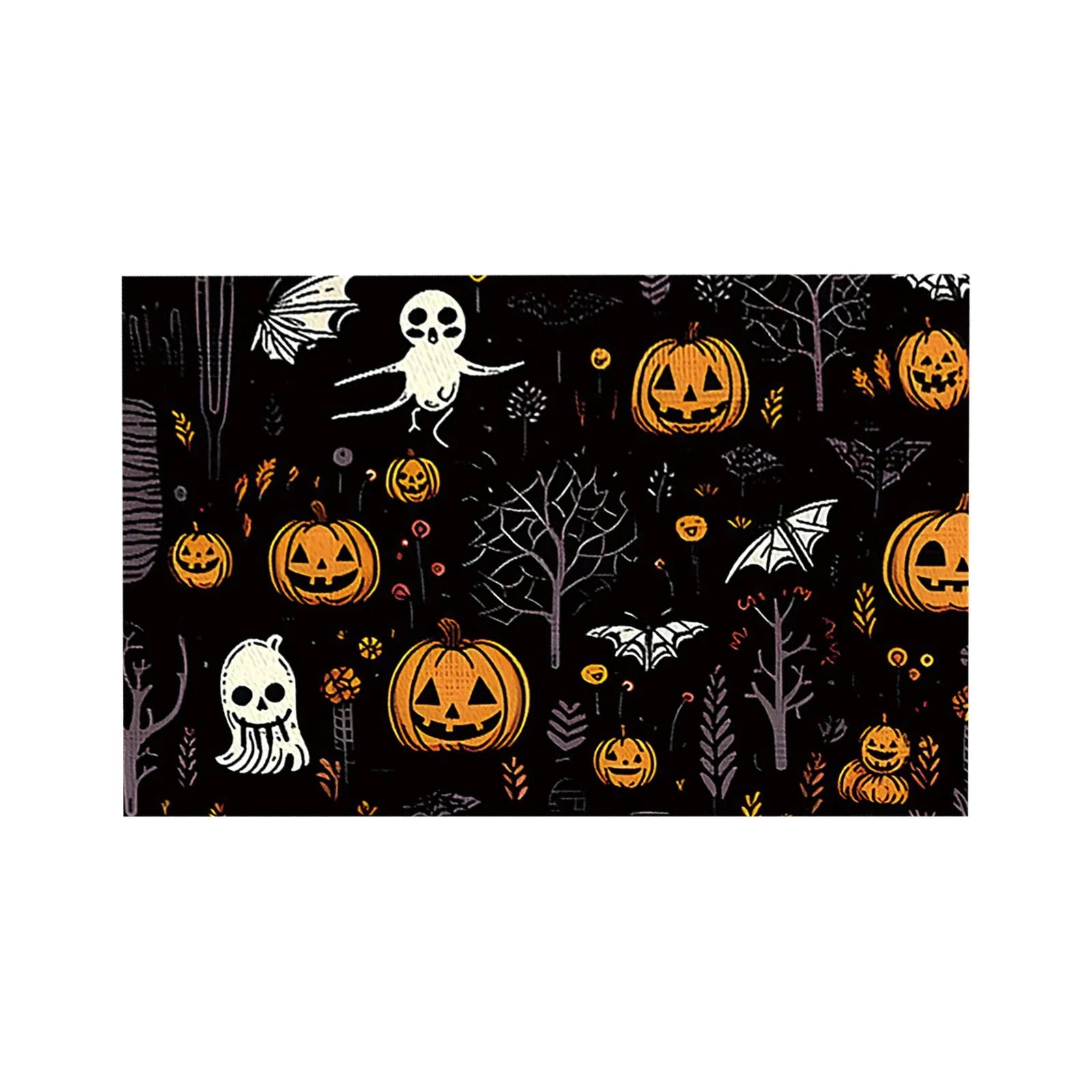 Halloween Table Placemats Linen Ghost Festival Atmosphere Table Mat Bat Pumpkin Spider Web Dining Table Decorations