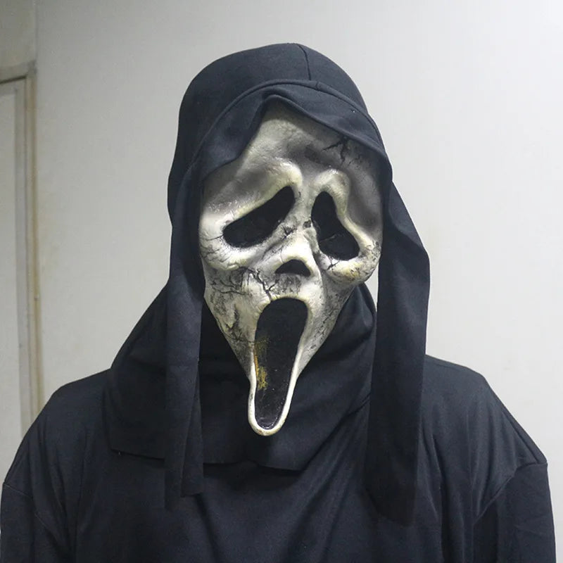Halloween Ghost Face Mask Horror Death Scream DIY White Shriek Mask Grimace Holiday Dress Up Prank Holiday Halloween Decor Gift