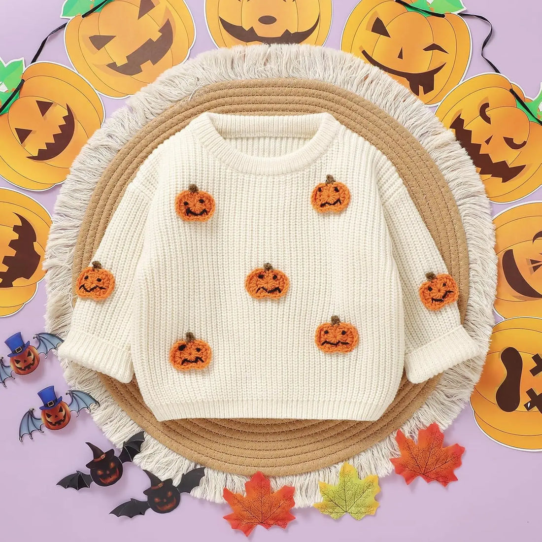 Toddler Baby Boy Girl Halloween Costumes Sweater Pumpkin Warm Pullover Sweatshirt Knitwear Knitted Fall Winter Clothes