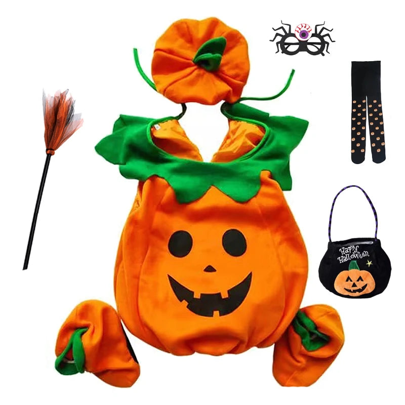 Kids Halloween Pumpkin Costume for Toddler Boys Girls Party Costume Romper Toddler Baby Jumpsuit Cosplay Children Clothes