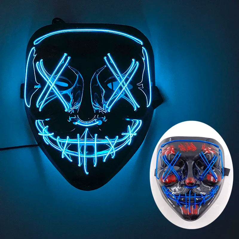 Halloween Masks of Terror Led Face Light Mask Scary Scream Bright Mask for Carnival Halloween Costumes for Men Glow in The Dark