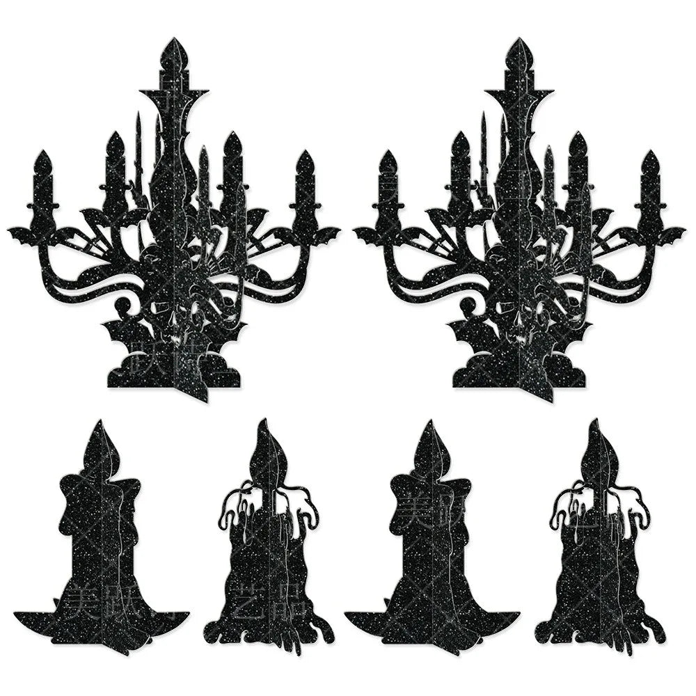 Halloween Decoration 3D Ornament Halloween Party Decoration Candlestick Ornament Ghost House Table Arrangement