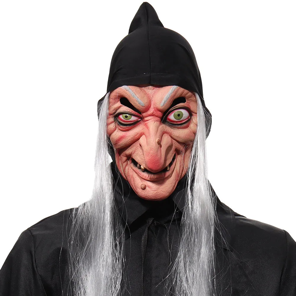 Halloween Horror Witch Mask Cosplay Ghost Face Joker Sorceress Old Nana Grandma Latex Helmet Haunted House Party Costume Props