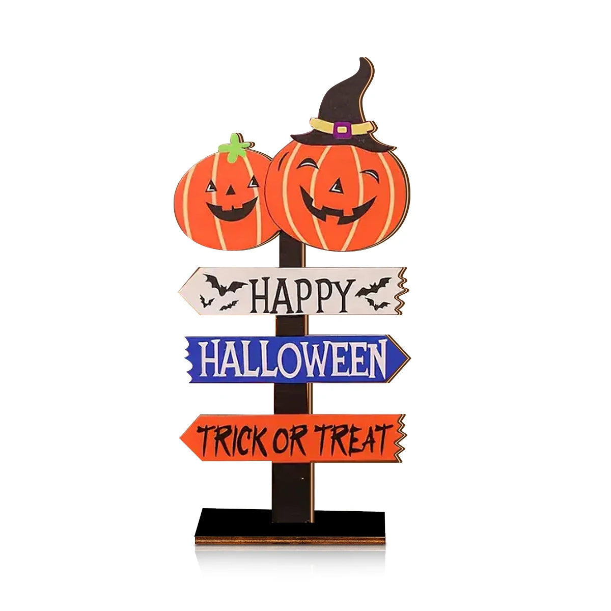 Halloween Wooden Sign Decor with Pumpkins - "Happy Halloween" & "Trick or Treat"