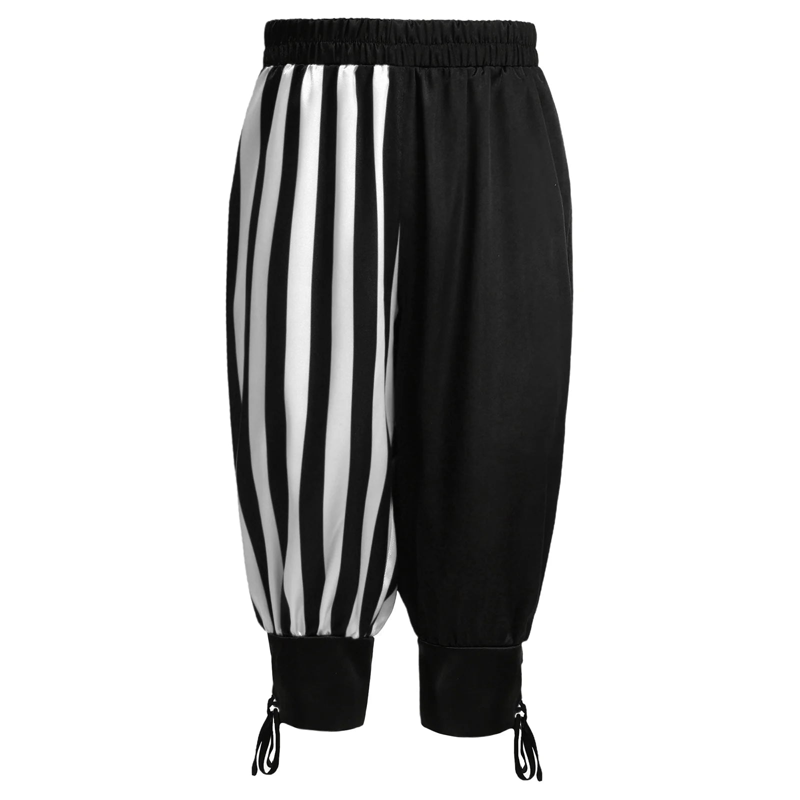 Boys Gothic Medieval Renaissance Costume Halloween Pants with Ankle Banded Wide Elastic Waistband Stripes Cosplay Party Dress Up
