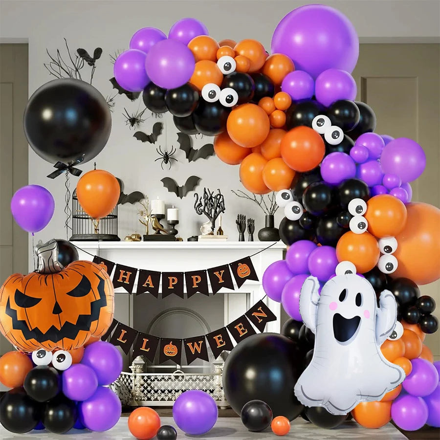107 Halloween Pumpkin Ghost Balloon Set Purple Black Orange Balloon Perfect Halloween Party Funny Birthday Party Christmas