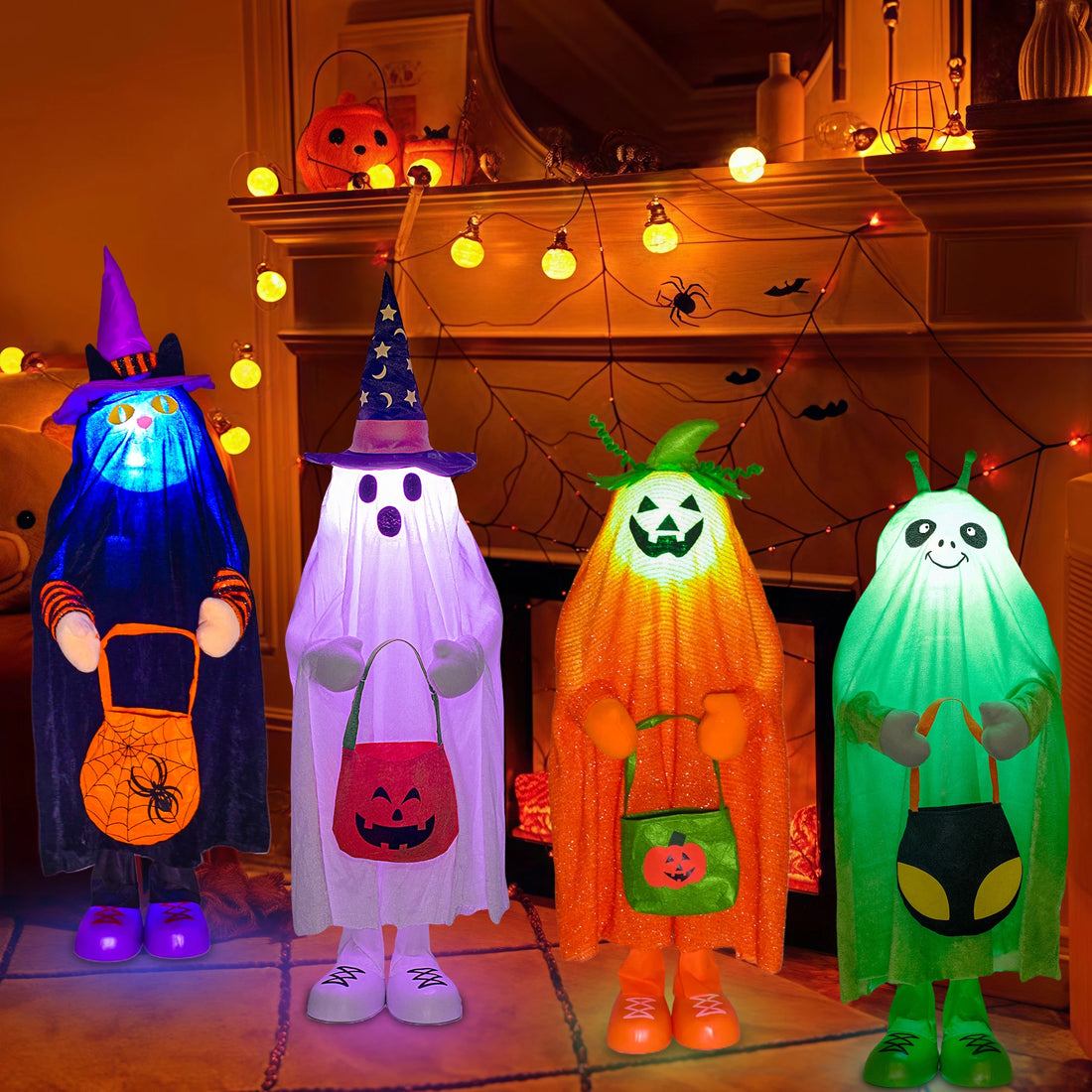Trick or treat Halloween LED Little devil Decoration for Home Indoor Outdoor House Bar Hanging Horror Props with Lights