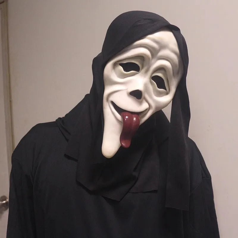 Halloween Ghost Face Mask Horror Death Scream DIY White Shriek Mask Grimace Holiday Dress Up Prank Holiday Halloween Decor Gift