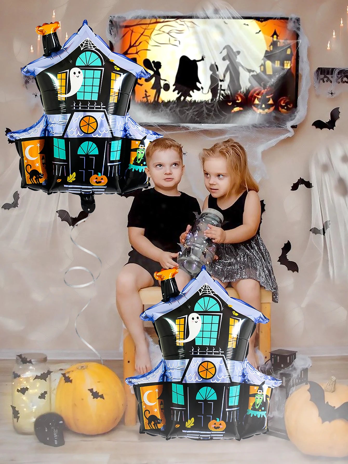 1/2 pcs haunted house balloons,suitable for Halloween parties,haunted houses,trick or treat, and spooky atmosphere decorations.