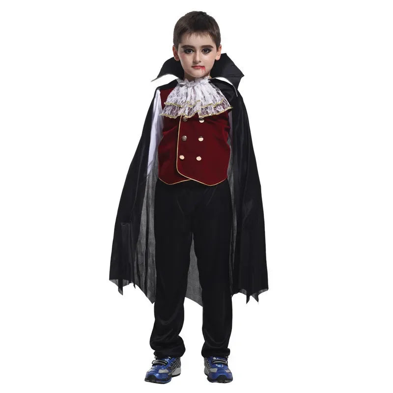 Boys Halloween Vampire Cosplay Costume for Kids Carnival Party Dress up Outfit Children Role Play Costumes # 1 # W.