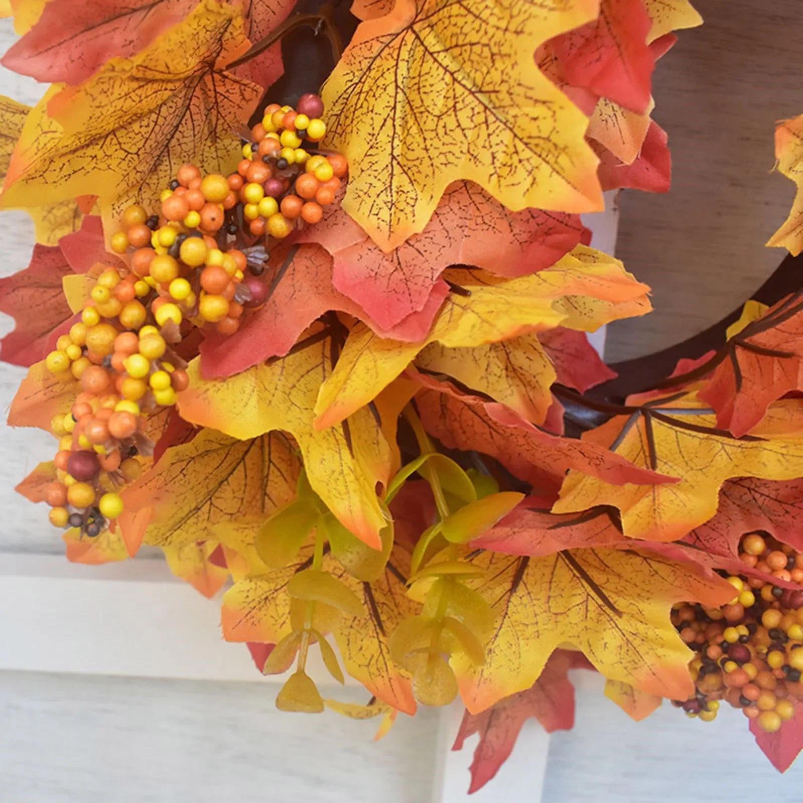Halloween Decorations Festival Maple Leaf Wreath Pumpkin Wreath Thanksgiving Door Berry Pomegranate Patchwork Ornaments