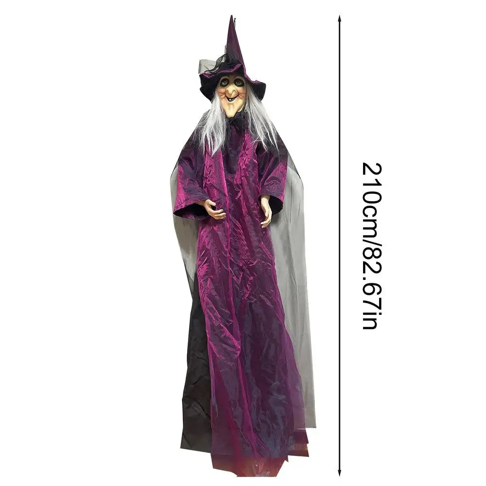 Halloween Sound Activated Light-up Witch Hanging Ghost Scary Props for Haunted House Bar Secret Room Outdoor Yard Garden Party