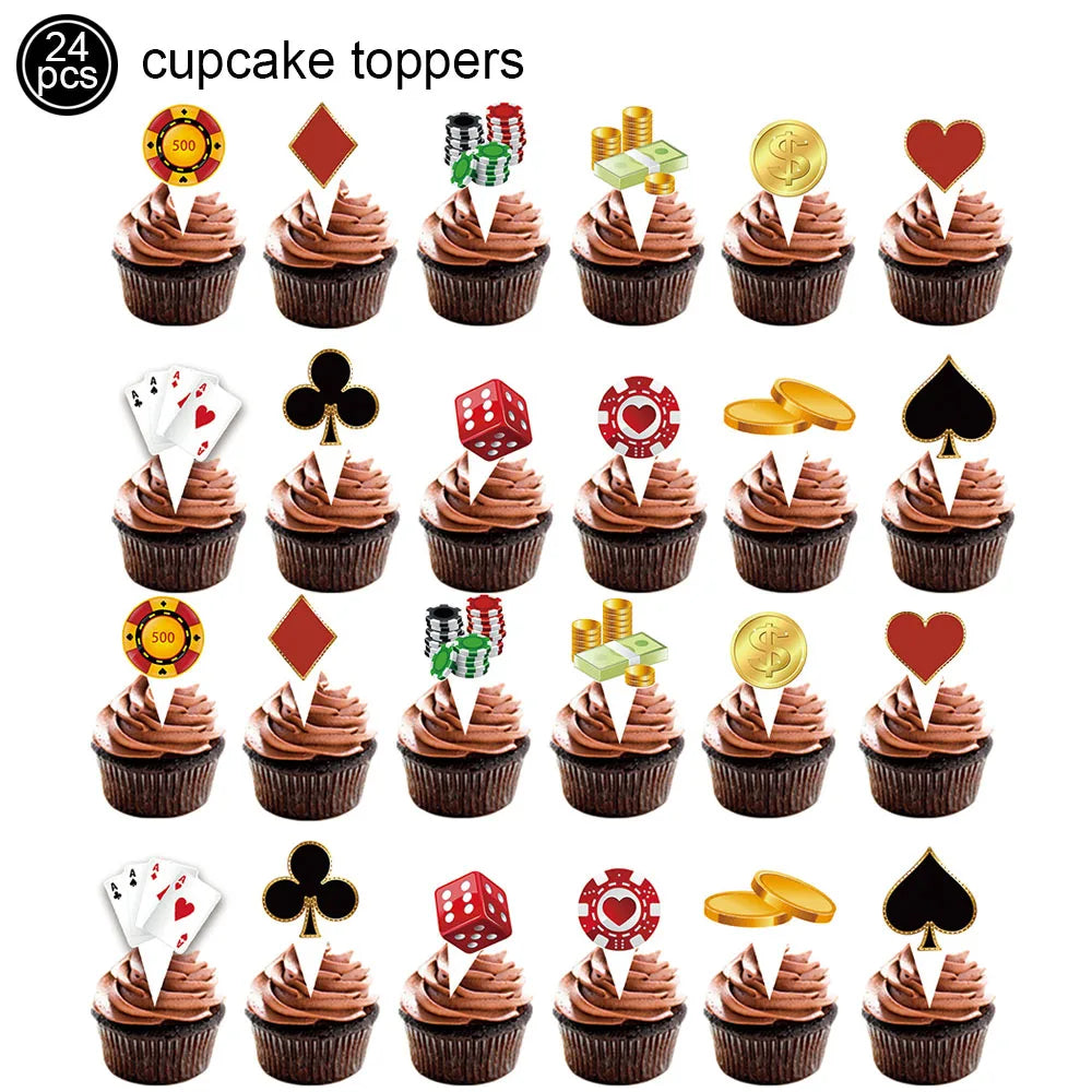 Casino Themed Party Tableware Poker Party Paper Plates Napkins Plates Cups for Adults Las Vegas Casino Themed Party Decorations