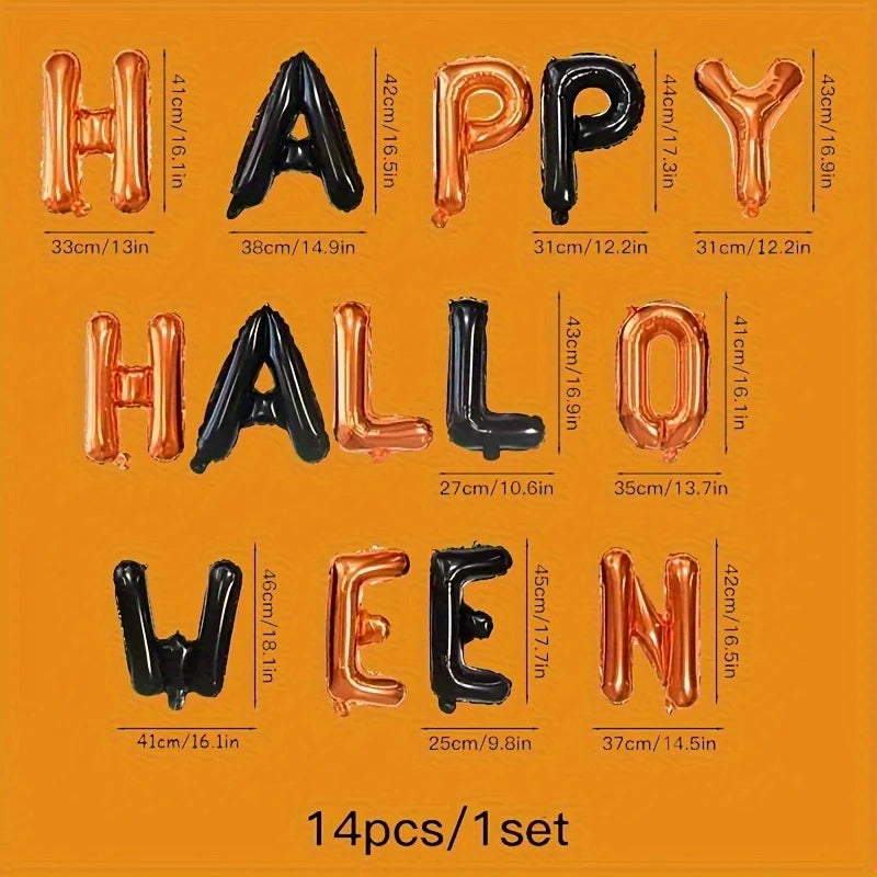 Happy Halloween Balloons Letters Scary Pumpkin Balloons Spooky Pumpkin Foil Balloons for Halloween Party Festival Decorations