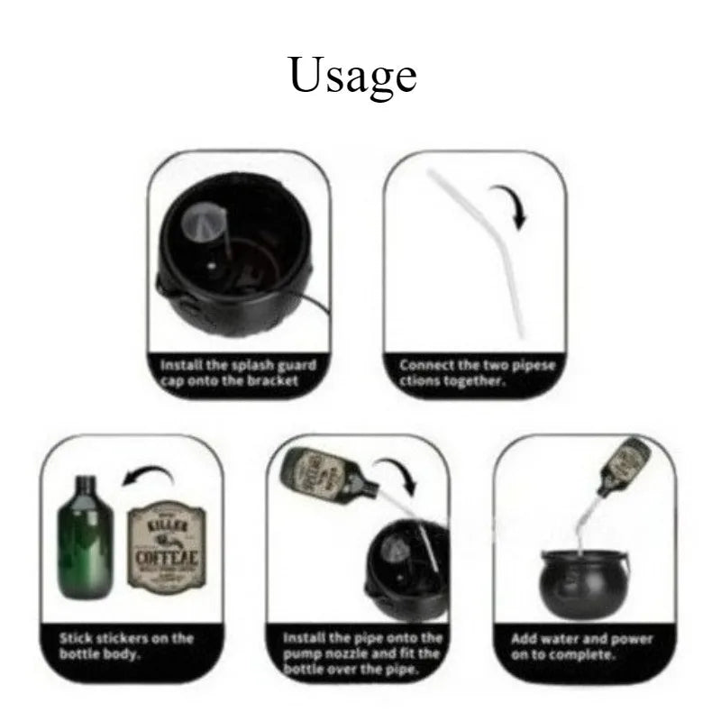 Halloween Black Witch Bowl Magic Float Bottle and Diffuser Horror House Decoration Hocus Pocus Party Scary Props Halloween Decor