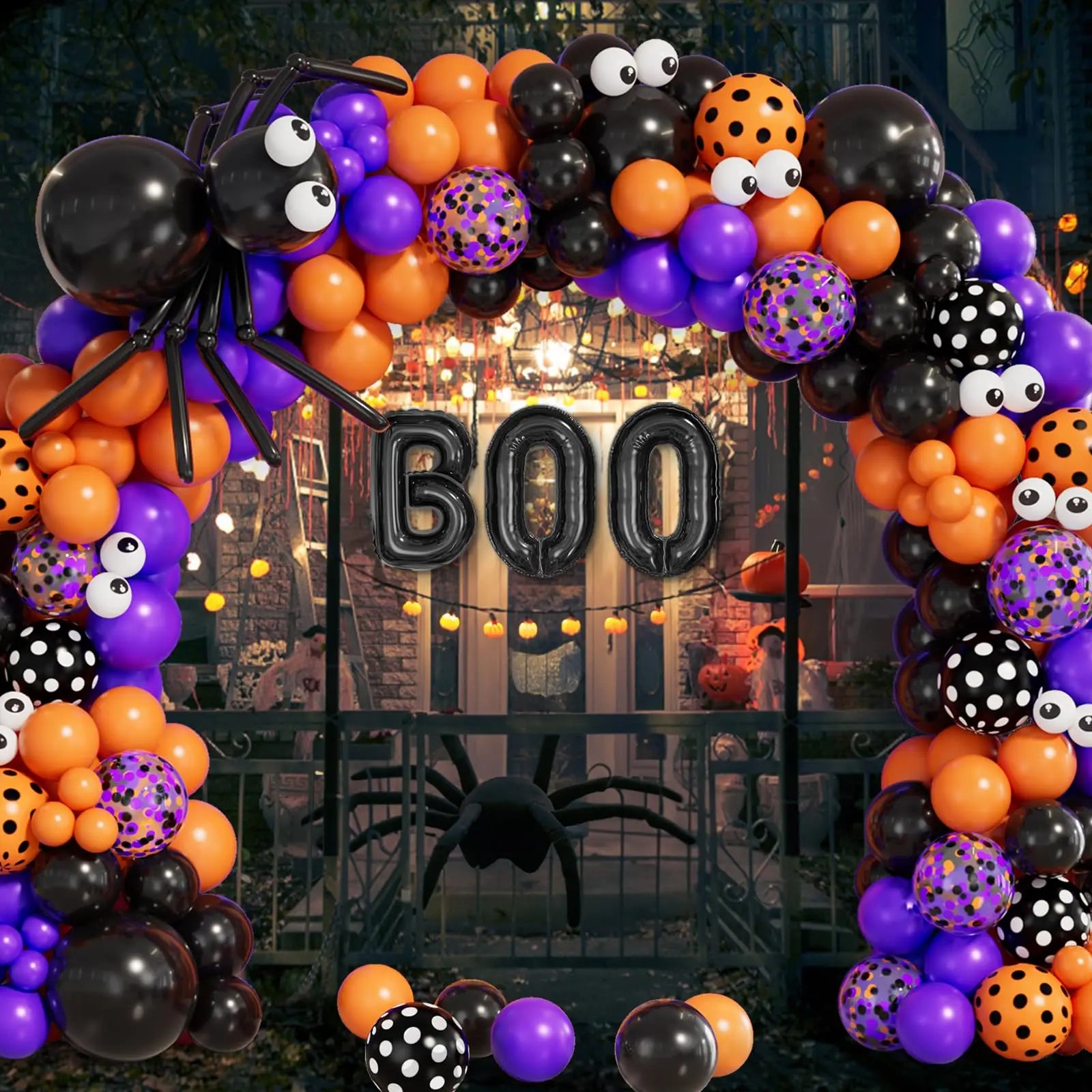 122pcs BOO Halloween Balloon Garland Arch Kit Halloween Theme Party Backdrop Birthday Baby Shower Decoration