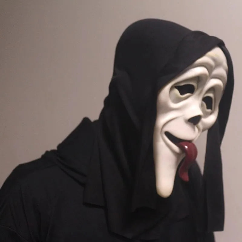 Halloween Ghost Face Mask Horror Death Scream DIY White Shriek Mask Grimace Holiday Dress Up Prank Holiday Halloween Decor Gift
