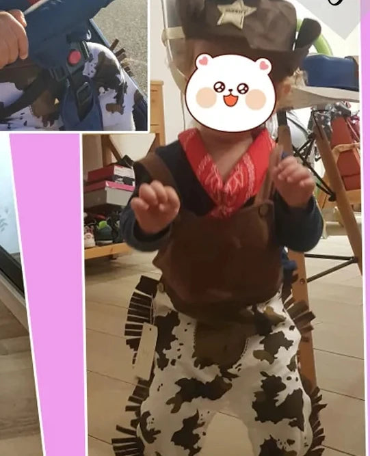 Halloween Boys Western Cowboy Costume Role Play Cartoon Toddler Jumpsuit Clothes Christmas Birthday Event Dress Up Party Stage