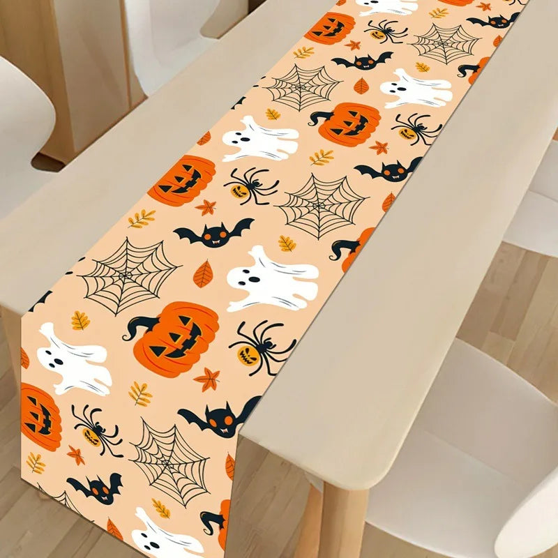 Halloween Table Runner Halloween Party Decoration Kids Favors Spooky Pumpkin Ghost Table Runner Trick or Treat Party Supplies