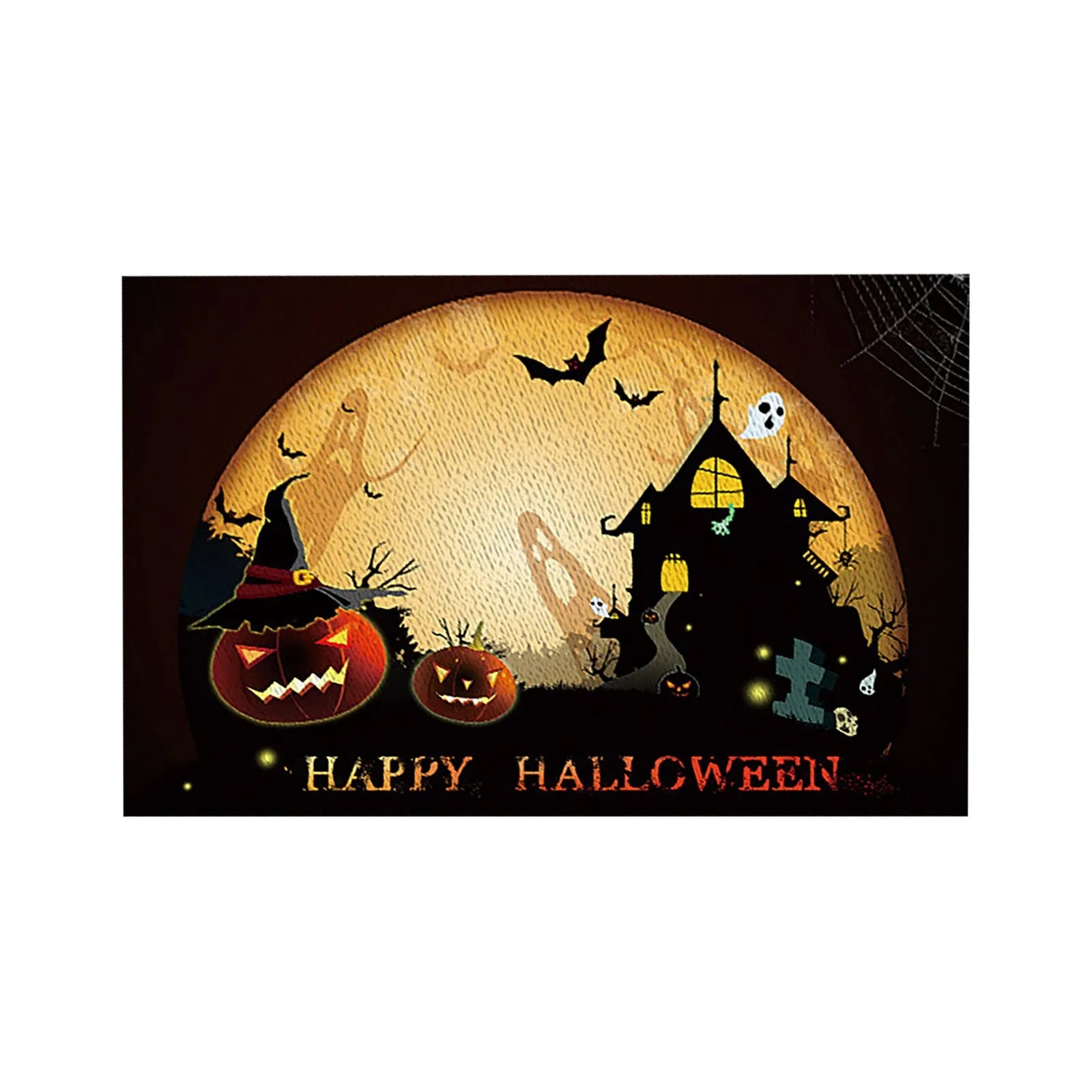 Halloween Table Placemats Linen Ghost Festival Atmosphere Table Mat Bat Pumpkin Spider Web Dining Table Decorations
