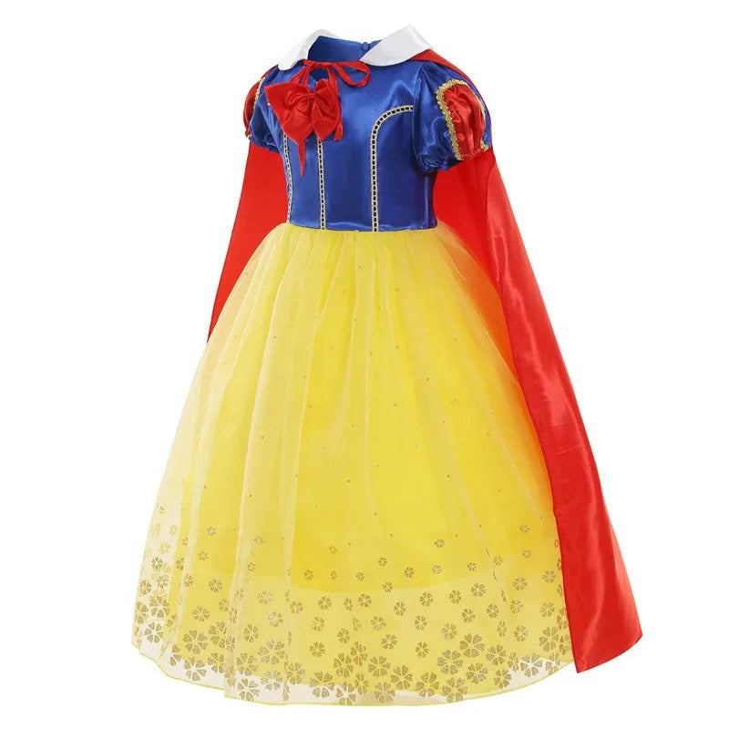 Halloween Costume for Kids New Girls Snow White Vestidos Infantil Menina  Red Cape Mesh Puff Outfits Children's Party Dress