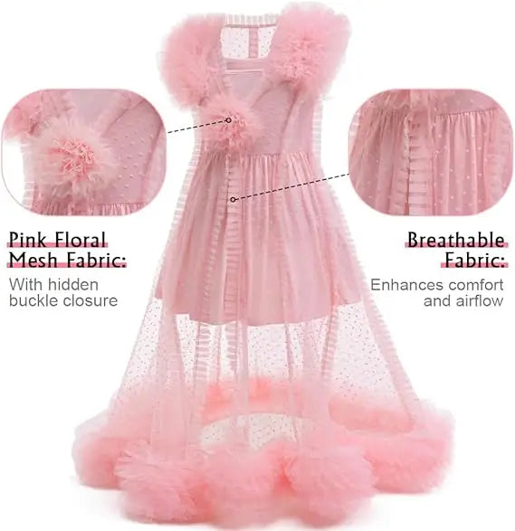 Girls' Halloween Costume Witch Costume Girl Pink Lovely Flower Tulle Princess Dress Birthday Party Carnival Cosplay Dress Up