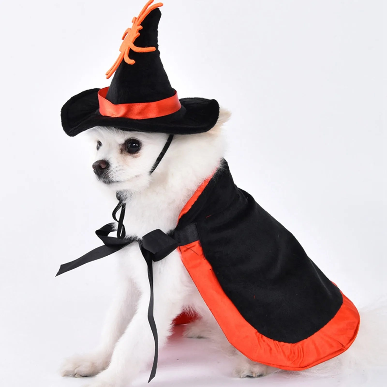 Halloween Pet Costume With Witch Hat Small Dog Cat Party Cosplay Cloak Pet Clothes Accessories Photo Prop Festival Suit