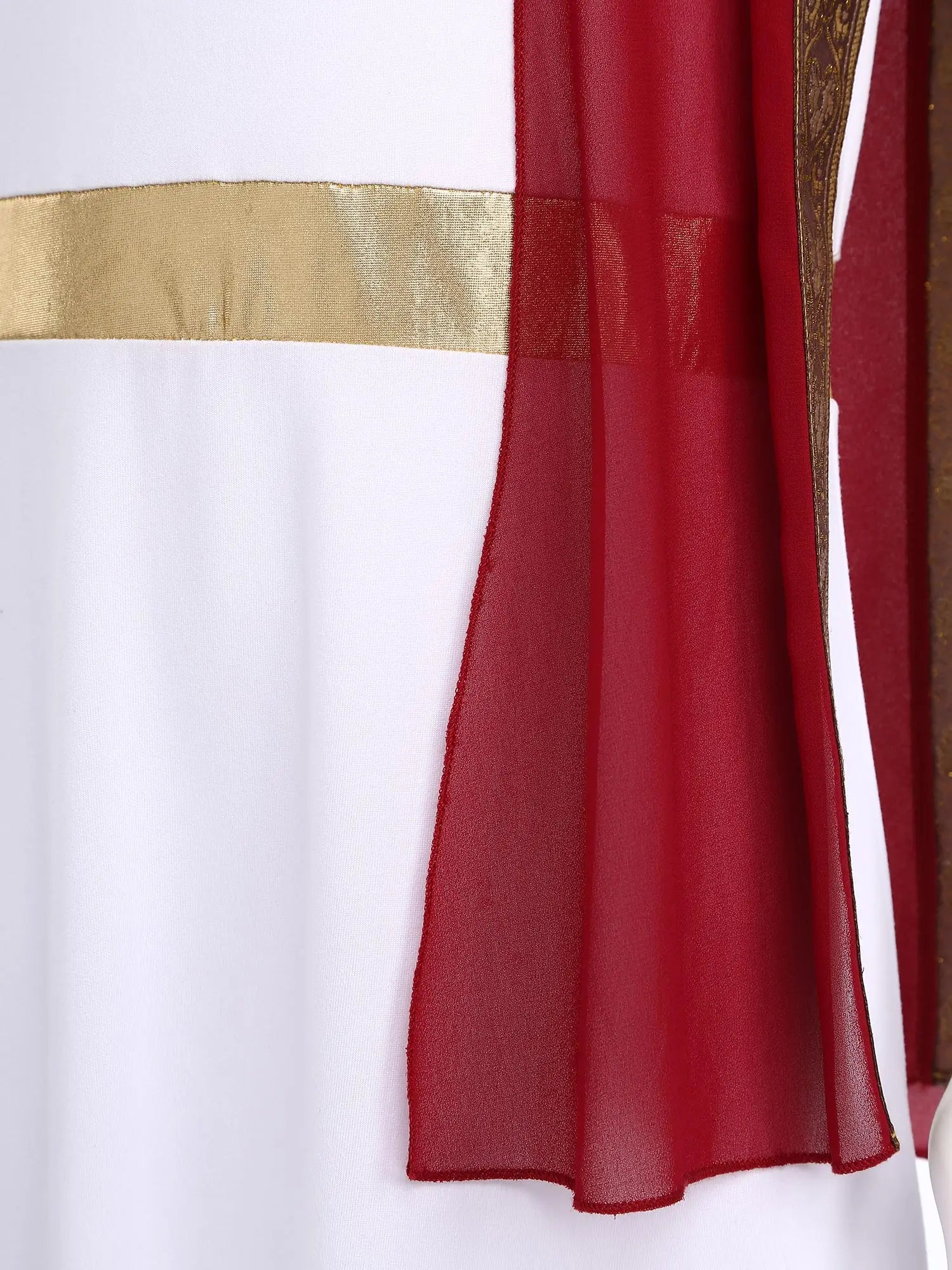 Kids Girls Halloween Ancient Greek Toga Classic Roman Carnival Cosplay Costume One Shoulder Embroider Robe with Removable Cuffs