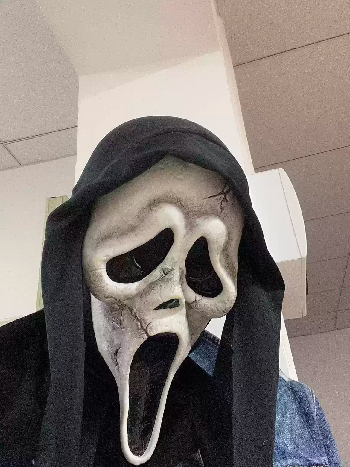 Halloween Ghost Face Mask Horror Death Scream DIY White Shriek Mask Grimace Holiday Dress Up Prank Holiday Halloween Decor Gift