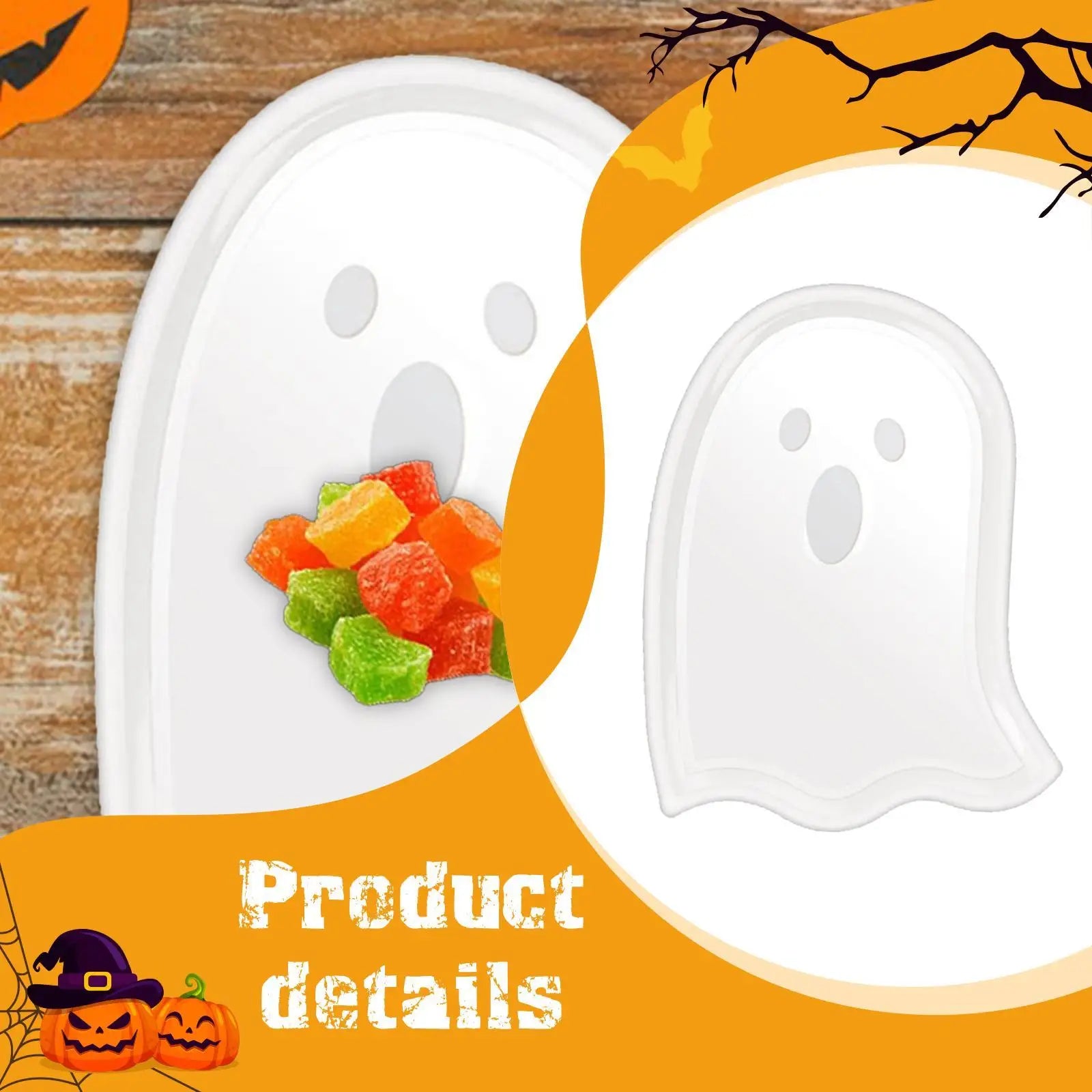 Halloween Serving Tray Table Supplies Halloween Decoration Fruit Bowl Snack Plate for Candy Fruits Snacks Cookies Kitchen