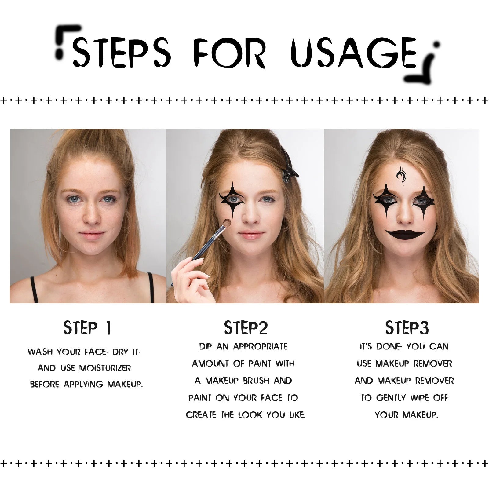 2PCS Halloween Face Painting Kit Highly Pigmented Face Body brus Paint Black and White for DIY Cosplay Theme Parties Body Makeup