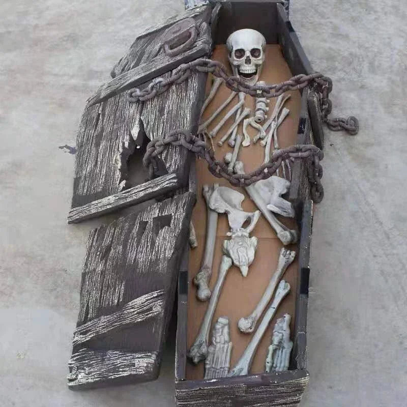 Halloween Skeleton Bones Simulation Plastic White Bone Decoration Set For Haunted House Graveyard Scene Escape Room Party Props