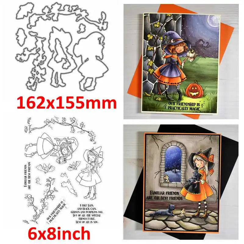 Spooky Tree Tricks No Treats Halloween is Back Metal Cutting Dies/Clear Stamp DIY Card Making Scrapbooking Stencil