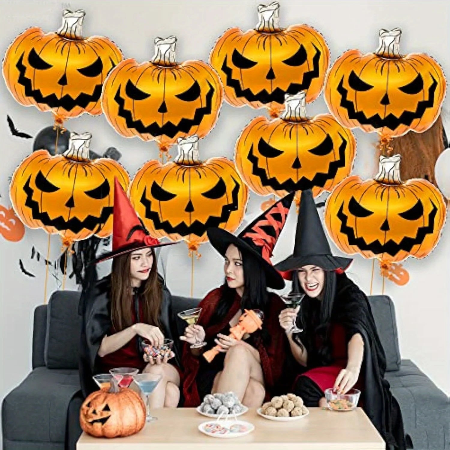 Happy Halloween Balloons Letters Scary Pumpkin Balloons Spooky Pumpkin Foil Balloons for Halloween Party Festival Decorations
