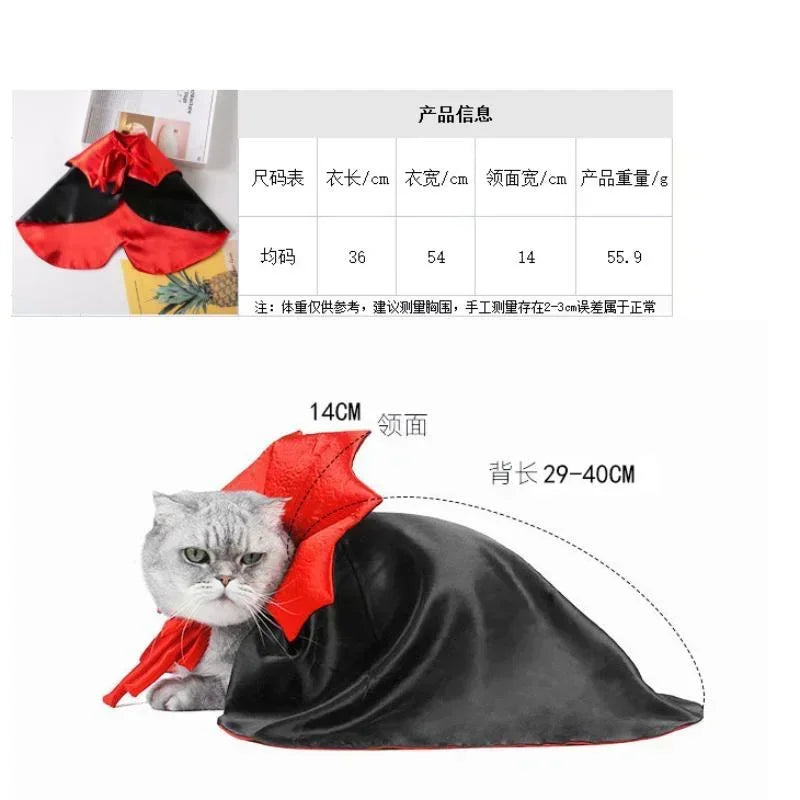 Halloween Pet Costumes Cute Cosplay Vampire Cloak For Small Dog Cat Kitten Puppy Dress Kawaii Pet Clothes Cat Accessoties